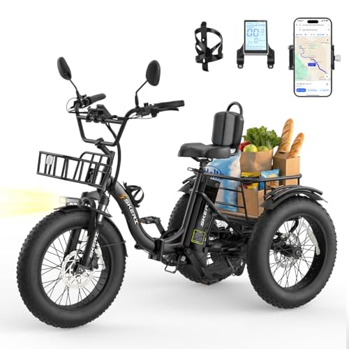 Skeri Electric Tricycle for Adults, 750W(Peak 1350W) Motor Etrike, 20"x4"