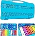 EliLunar Glockenspiel Xylophone - 25 Notes Colorful Metal Keys with Mallets, Percussion Educational Musical Instrument, Blue