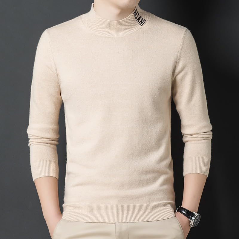 Alloaone Men Knit Pullover Half Turtleneck Knitted Sweater Designer Aesthetic Plain Trendy Jumper2