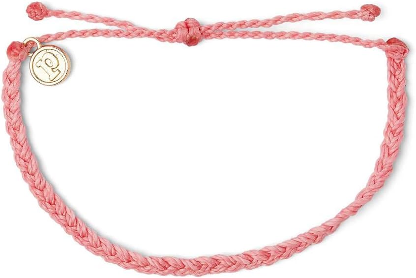Pura Vida Mini Braided Bracelet - Plated Charm, Adjustable Band