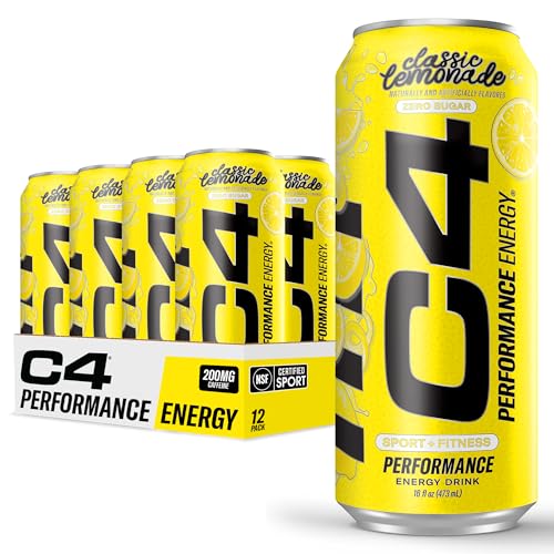 Image of C4 Energy Drink, Lemonade inchLimited Edition inch Carbonated, Sugar Free Pre Workout Performance Drink with no Artificial Colors or Dyes, 16oz Pack of 12