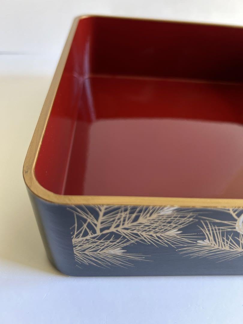 Amazon.co.jp: お重箱 三段重 漆器 松鶴柄 おせち お祝い お正月