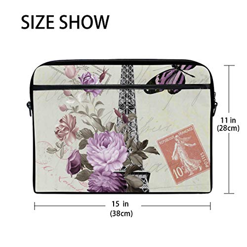 Sac ordinateur portable 14-15.4 fleurs papillon et Tour Eiffel