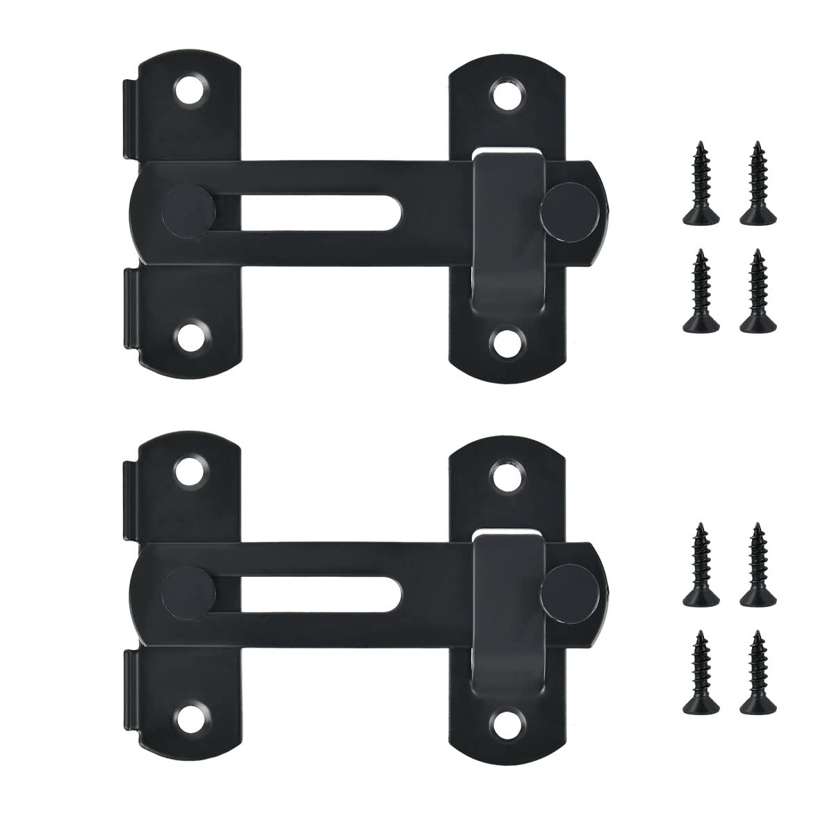 Sliding Barn Door Lock, 2 Pack Black Stainless Steel Gate Latches, Flip Latch Safety Door Bolt, Garage Door Locks,Latch Lock, for Wine Cabinet, Outdoor, Garage, Window, Garden, Closet Door