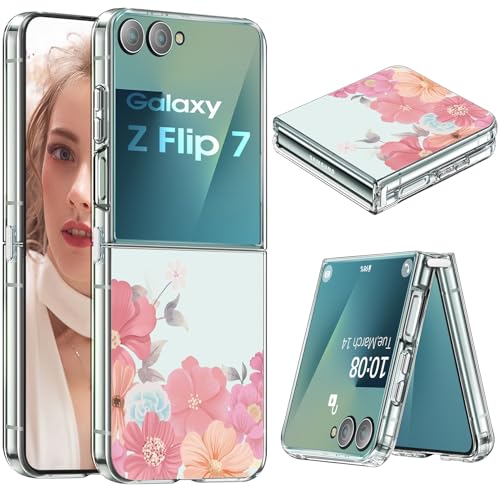 Coque silicone Samsung Z Flip 7 5G fine fleur transparente TPU