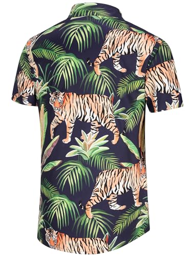 KYKU Men's Casual Button-Down Shirts Hawaiian Shirt Short Sleeve Beach Clothes with Pockets4