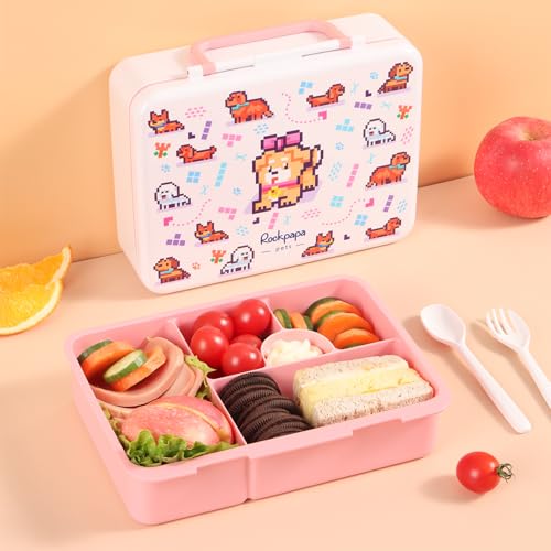 Image of rockpapa 5.5 Cups Bento Lunch Box for Kids, 5-Compartment, Pets Dog