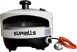 – Pizza Oven for Outdoors with 2 Burners Includes Pizza Stone, Stainless Steel Gas BBQ Table Top, Temperature Gauge - Fired with Gas Suitable for up to 16" Pizzas semi commercial