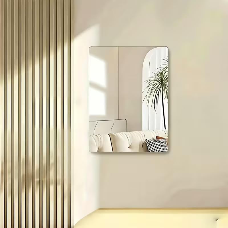 Glassco Mirror Sticker for Wall Rectangle Self Adhesive for Frameless Large Stick for Bathroom, Bedroom, Living Room, Wardrobe 2mm Thickness and Safety (40cm *30cm)-image-1