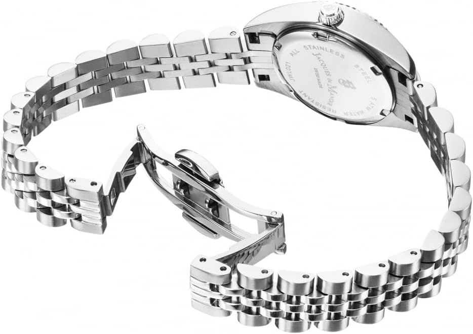 Jacques Du Manoir Inspiration Classic Women's Watch, Stainless Steel, 26.5 mm, Stainless Steel Bracelet, Silver, 5 Bar, Green Dial, Date Display, JWL02103