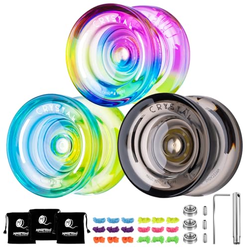 MAGICYOYO K2 Crystal Yoyo 3 Stück - Responsive Yoyo für Kinder, Dual Purpose Professional Trick Jo-Jo, nicht reagierend für Erwachsene - mit Lager, 18 Saiten, 3 Beutel