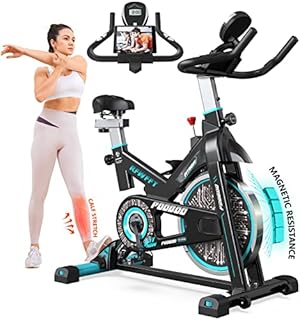 pooboo Magnetic Resistance Indoor Cycling Bike, Belt Drive Indoor Exercise Bike Stationary LCD Monitor with Ipad Mount &Comfortable Seat Cushion for Home Cardio Workout Cycle Bike Training Upgraded Version