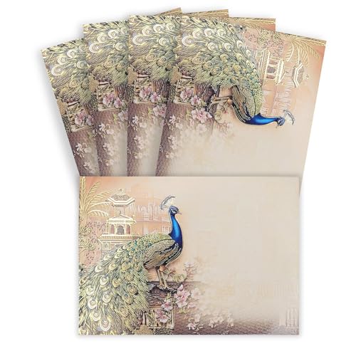 Image of Fonsie cash shagun Pocket small size (4.53 * 3.35 inches) fancy design envelopes pack of 70 for gifting money on wedding gift, baby shower gift, shagun, family gatherings, Peacock brown..