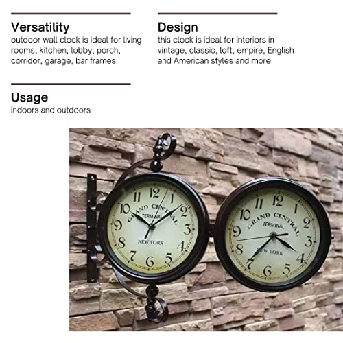 Horloge murale art antique double face industrielle objet de décoration noble - 7