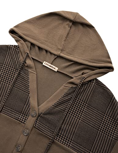 Unixseque Long Sweaters To Wear With Leggings,Long Sleeve Fall Tunics Casual Work Swing Blouses For Women Winter Warm Tops Ladies Button Pullover Shawl Neck Button Down Hoodies Dressy Sweater Coffee #TOP4