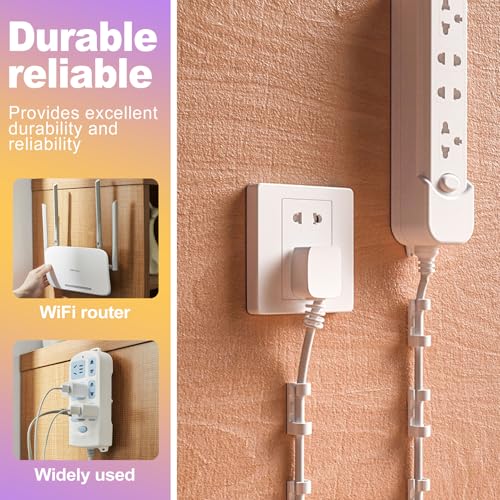 10 paquetes de soportes adhesivos para regletas eléctricas con 40 clips para cables, montaje sin taladro para gestión de cables, organizador de cables para oficina en casa miniatura 3