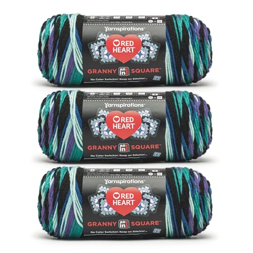 Image of Red Heart All in One Granny Square Totally Teal 3 Pack of 250g Yarn