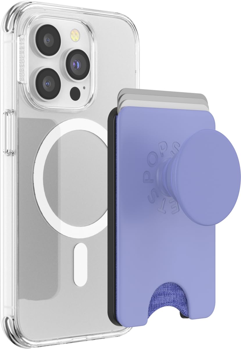 PopSockets: PopWallet+ for MagSafe - Adapter Ring for MagSafe Included - Card Holder with Built-in Interchangeable PopTop for Smartphones and Cases - Deep Periwinkle