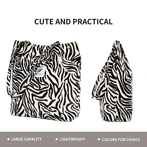 Image of Corduroy Tote Bag Cute Tote Bags for Women Shoulder Bag with Inner Pocket for Work Beach Travel and Shopping Grocery