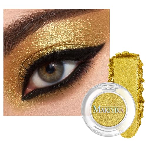 MAKI YIKA Glitter Gold Crème Eyeshadow Single Shimmer Cream Eye Shadow palette for Women, Color Stay Long Lasting Waterproof Eye Makeup Monochrome Eyeshadows,#15