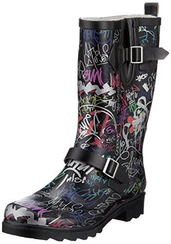 Beck Graffiti Black, Botas de Agua para Mujer, Negro, 38 EU