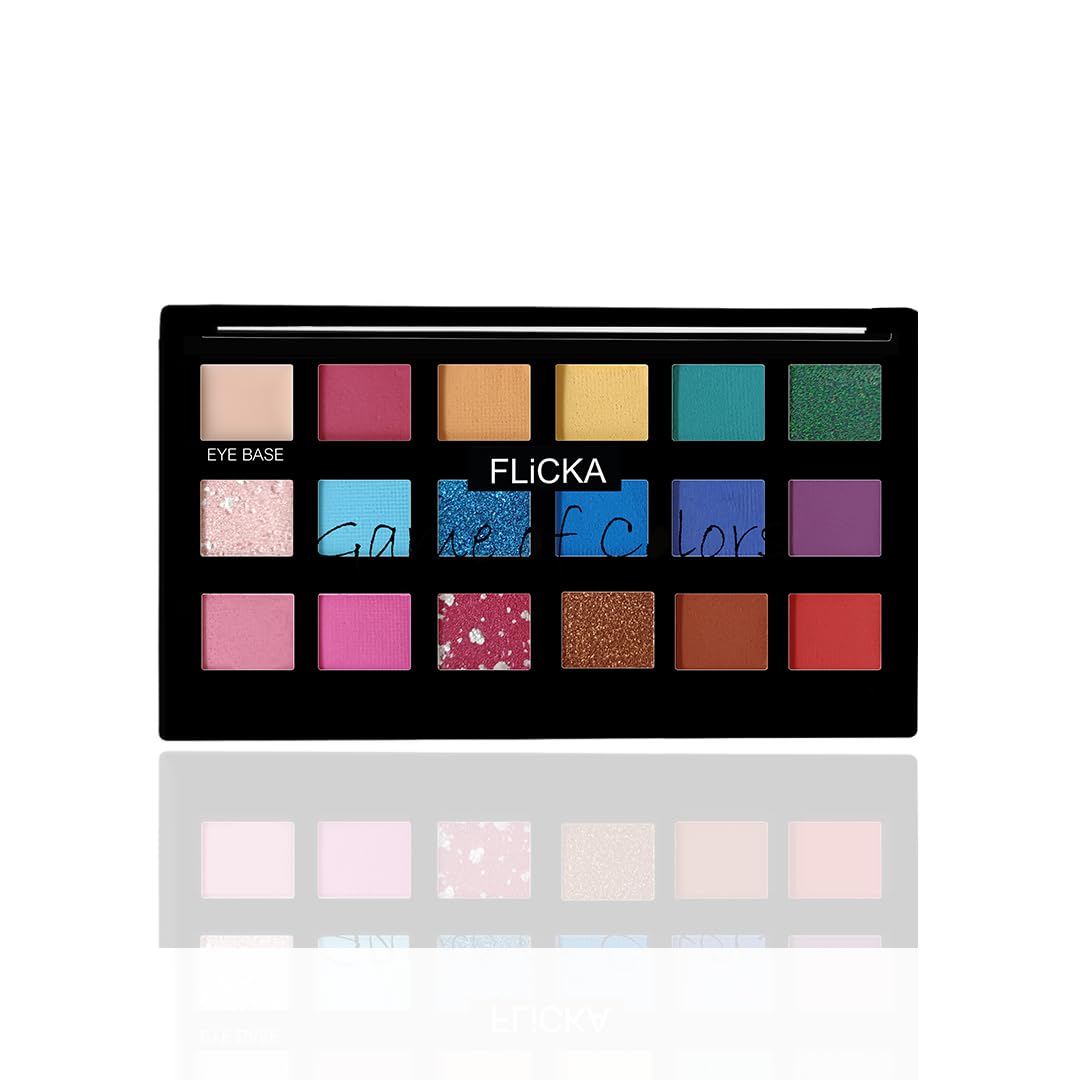 FLiCKA Game Of Colors Makeup Eyeshadow Palette| Matte & Shimmery Finish, Smudge Proof, Crease Proof & Smear Proof| Highly Pigmented & Easy To Blend, 04 On The Beach, 18g (Multicolor)-image-42