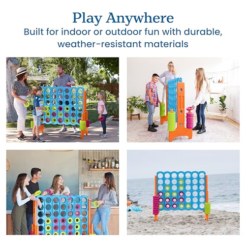 Image of ECR4Kids Jumbo 4-to-Score Giant Game with 42 Rings and Reset Sliders, Kids Games, Vibrant