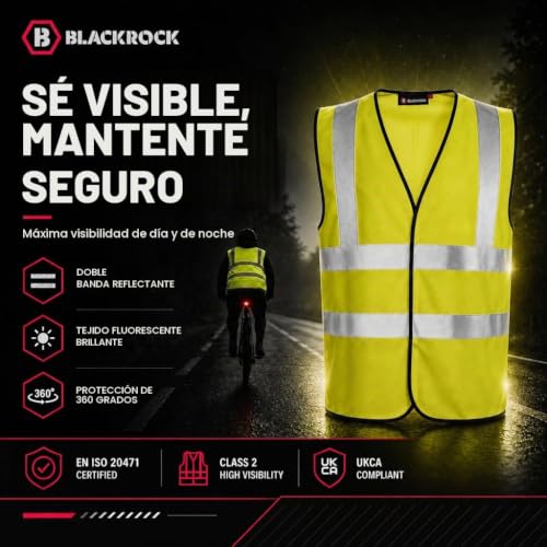 Miniatura 5 de Blackrock Chaleco Reflectante Homologado Amarillo, Chaleco De Alta Visibilidad Para Hombre Para Verano, Chaleco Reflectante Para Moto, Chalecos Reflectantes, Ropa De Trabajo Para Hombre