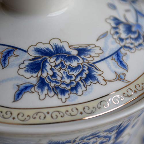 Image of Liang baobao Traditional Gaiwan Tea Set with Lid and Saucer Handmade Ceramic Tea Cup Flower Porcelain Teacups 10oz