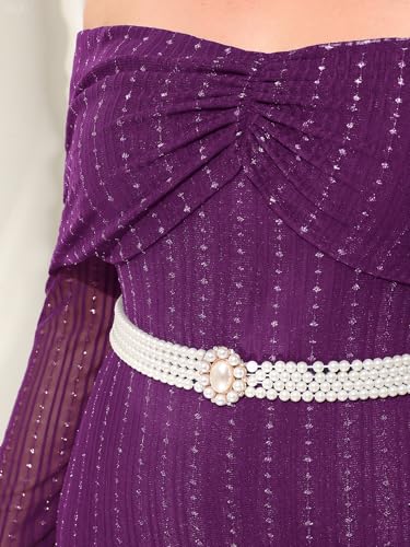 CYCLAMEN Plus Size Off The Shoulder Sparkly Dress Long Sleeve Mermaid Maxi Evening Gown Cocktail Party Wedding Guest4