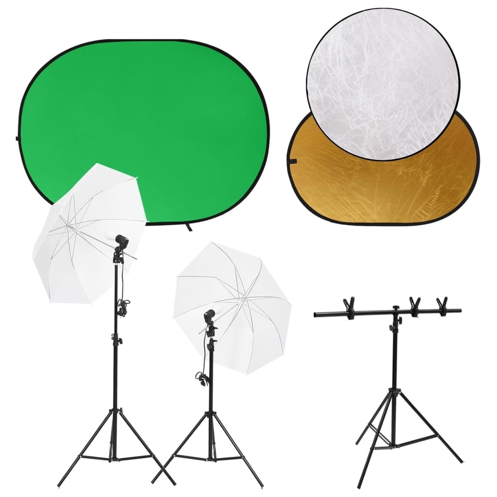Zestaw do studia fotograficznego z 2 lampami 5500 K, stojakiem tła, 200 x 150 cm tło niebieski/zielony, reflektory 5 w 1 i 2 w 1, idealny do fotografii portretowej i produktowej
