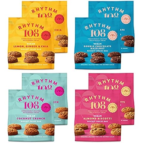 Rhythm 108 Gluten Free Dairy Free Biscuits Sharing Bags Mixed Case 8 x 135g Cover