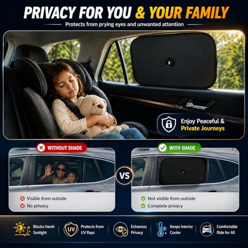 Image of AutokraftZ 𝗨𝗻𝗶𝘃𝗲𝗿𝘀𝗮𝗹 Car Window Sunshade (𝗣𝗔𝗖𝗞 𝗼𝗳 𝟰) 𝗢𝗣𝗧𝗜-𝗘𝘅𝘁𝗿𝗮 𝗗𝗮𝗿𝗸 Sun Protection for Heat Reduction Sun Shade with Suction Cups Car Glass Shield & Blinds