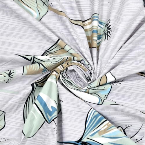 Image of Cotton Feel King Size Flat Bedsheet for Double Bed (90 x 100 Inches | 230 x 250 cm) with 2 Pillow Covers | Soft & Smooth Printed Bedsheet for Daily Use (White, King Bed-90x100)