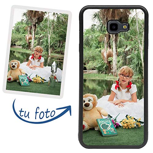 salvastore Carcasa Personalizada para J4 Plus Funda de Goma Flexible TPU Borde Negro CREA tu diseño con imagenes y Texto Samsung Galaxy