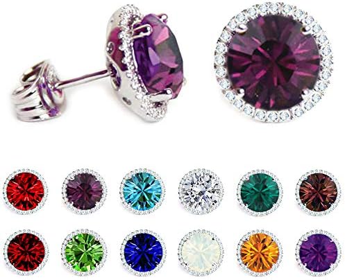 Swarovski Earrings, Birthstone, Stud Earrings, Crafted in USA, Birthday gift ideas for women, wife, mother, girl friend, mom, teen