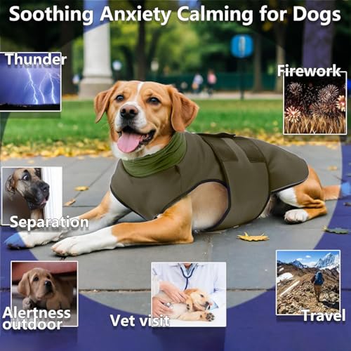 Image of Dog Anxiety Jacket Skin-Friendly Anxiety Calming Hoodie Thunder Shirt Breathable Vest Relief Coat for Dogs Nighttime Reflective Adjustable Hoodies for Noise Block Ear Protection Fireworks Separation