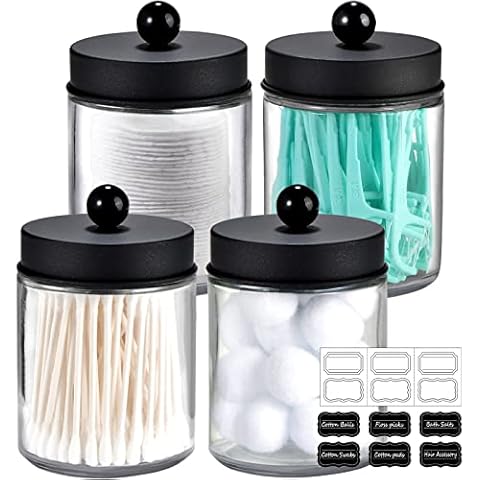 Apothecary Jars Bathroom Vanity Storage Organizer Set Cover