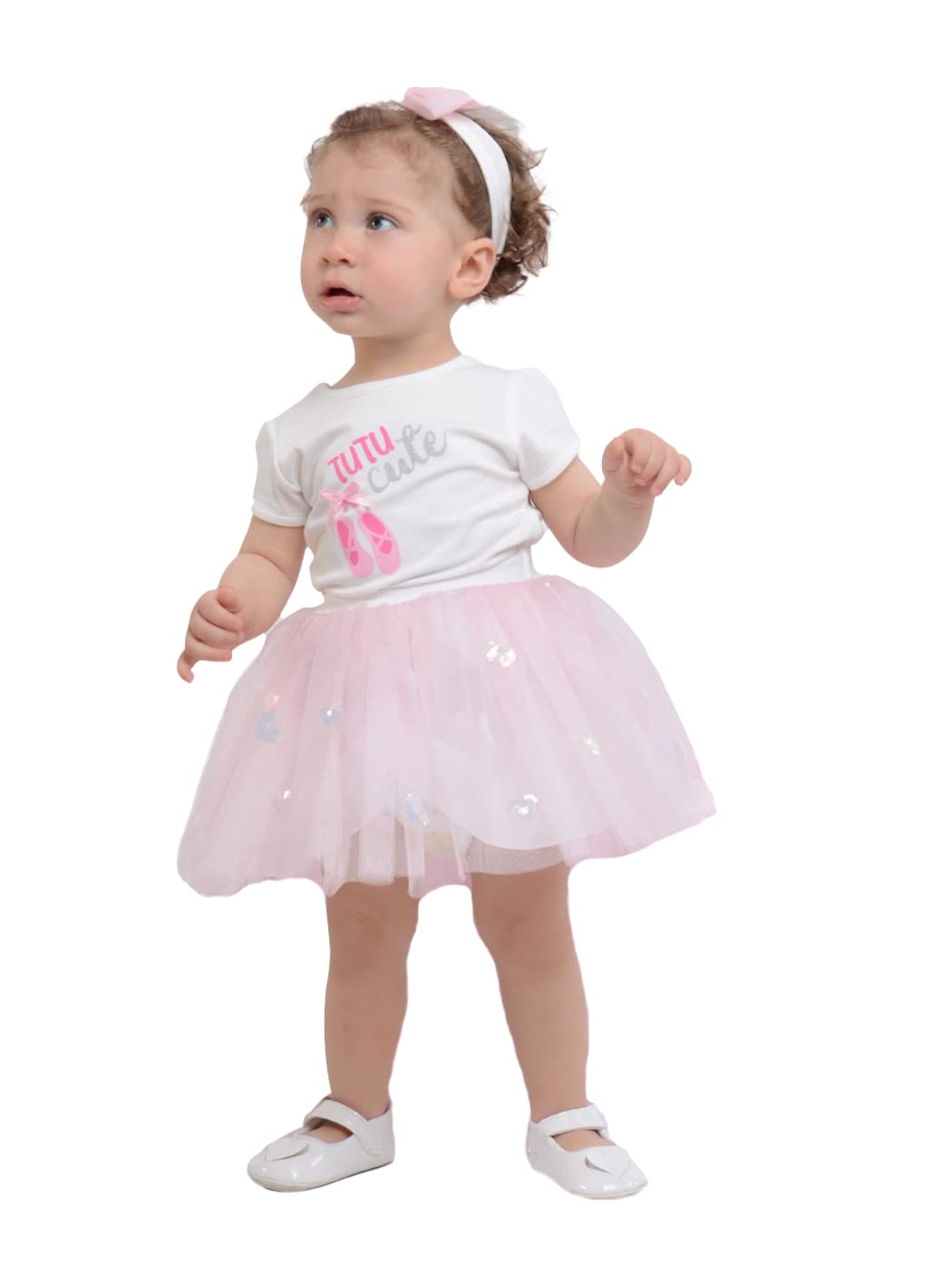 Serkon0073 Baby Girl 3-Piece Set, Skirt, T-Shirt and Headband Birthday Party Summer, Pink (0073), 18-24 Months