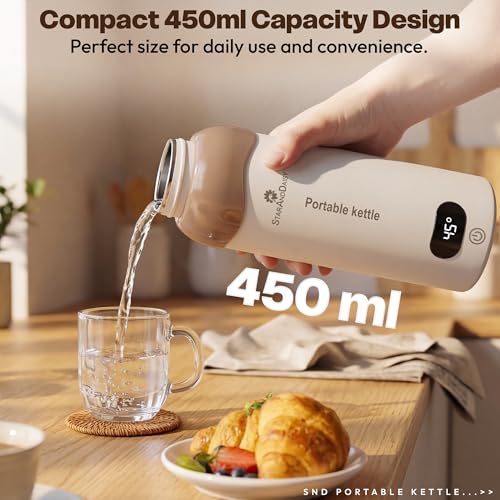 Image of StarAndDaisy Electric Kettle, Small Mini Coffee /Tea Kettle with 6 Temperature Settings, Fast Boiling Hot Water with Auto Shut-Off with Handle, SUS-304 Stainless Steel -Brown Beige