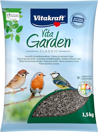 VITAKRAFT - Vita Garden - Alimentation Complète Pour Oiseaux Extérieurs - Graines de Tournesol Strié - Format 1,5kg