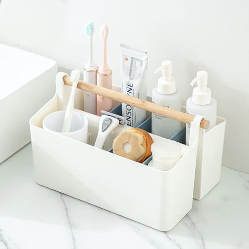 Vidifor Large Portable Basket With Handle, Plastic Craft Storage Organizer Caddy Tote With Adjustable Divided For Makeup Art Supplies, Sewing, Colored Pencils-Blue #TOP3