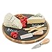 Cheese Board- Deluxe Lazy Susan Rotating Cheese Plate Party Platter Set - Serving Tray w 2 Cheese Knives & Chalk- Great