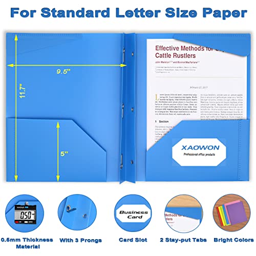 6 Packs Colored File Folders Letter Size, 2 Pocket Folders With Prongs, 3 Prong Folders Bulk, Presentation Folder With Adhesive Lables #TOP1