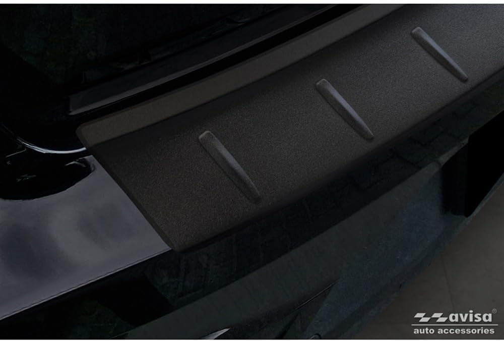 Avisa Matt Black Stainless Steel Rear Bumper Protector Compatible with Polestar 2 2019-2023 & Facelift 2023- 'Ribs'