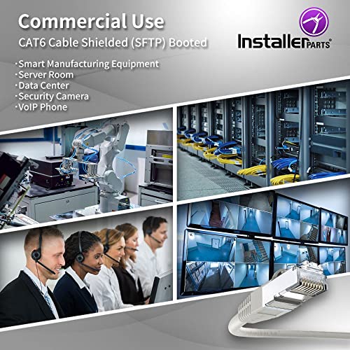 Image of InstallerParts (2 Pack Ethernet Cable CAT6 Cable Shielded (SSTP /SFTP) Booted 125 FT - Gray - Professional Series - 10Gigabit /Sec Network /High Speed Internet Cable, 550MHZ