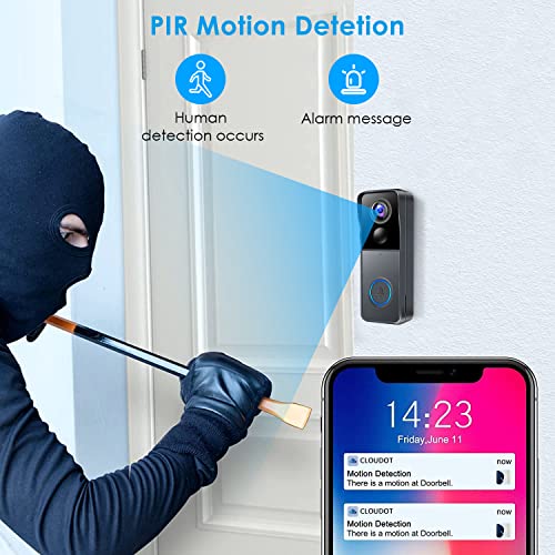 KAMEP Video Doorbell Wireless Camera Doorbells, 2K HD Smart WiFi Door Bell with PIR Motion Detection, 2-Way Audio, Night Vision, IP66 Waterproof, Support Cloud Storage - Image 6