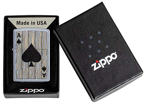 Image of Zippo Ace of Spades Design Street Chrome Pocket Lighter, One Size