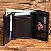 Black Mens Genuine Leather Monogrammed Tri-Fold Wallet with Custom Personalization Brown