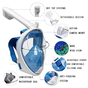 Lamker Schnorchelmaske Tauchmaske Vollmaske Kinder XS 180° Sichtfeld Vollgesichtsmske Tauchermaske Anti-Fog Anti-Leck Müheloses Atmen Schnorchel Maske für Kids Schwimmen Schnorcheln Tauchen 16 Schnorchelmasken 51TUzldnXzL. SS300 【Design für Kinder】Wenn das Maß weniger als 10 cm beträgt, wählen Sie die Größe XS. Nur für Kinder sorgt die Vollgesichts-Schnorchelmaske dafür, dass der Schnorchel mühsam im Mund gehalten wird und Kinder auf natürliche Weise atmen können.
【Anti-Fog Anti-Leakage】Innovatives Design mit separater Atemkammer erzeugt einen Luftstrom vom Hauptsichtfeld weg, beschlägt nicht und lässt kein Wasser eindringen! Ideal zum Tauchen, Schwimmen, Schnorcheln und für andere Unterwasseraktivitäten.
【Design der Vollgesichtsmaske】Versiegelte Vollmaske mit super breitem, bruchsicherem Sichtfenster bietet eine 180-Grad-Sicht unter Wasser. Sie können eine Vielzahl von Kreaturen auf dem wunderschönen Meeresspiegel klar und frei beobachten und schätzen.